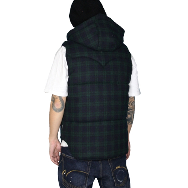 CHECK DOWN HOODED VEST ダウンベスト | ASYLUM[アサイラム]
