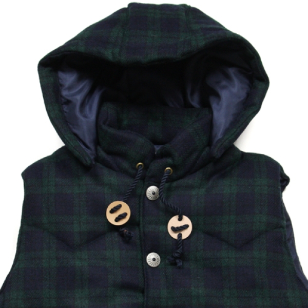CHECK DOWN HOODED VEST ダウンベスト | ASYLUM[アサイラム]