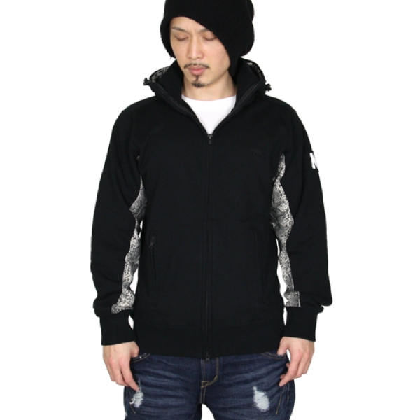 STYLISH BLACK SNAKE ZIP HOODY ジップパーカー|MSGR|ストリート