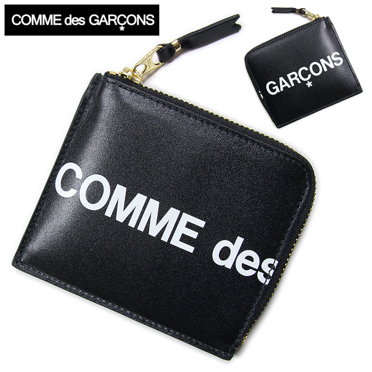 日本未入荷 COMME des GARCONS コムデギャルソン L字ファスナー ミニ財布 コンパクト コインケース BLACK ブラック  SA3100HL HUGE LOGO ギャルソン 財布 fucoa.cl
