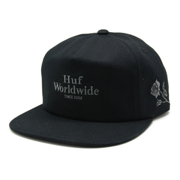 HUF 花刺繍 黒キャップ AMBUSH ROSES SNAPBACK HT00192FA17 キャップ|HUF|ストリート