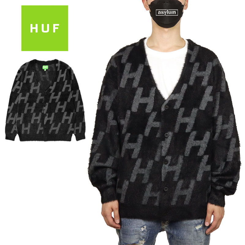 B系 ストリート系   HUF   ハフ   HUF MONOGRAM CARDIGAN KN