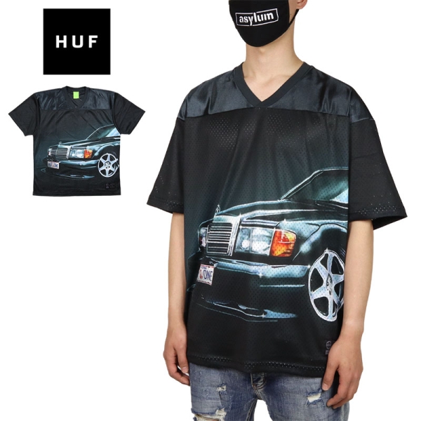 シャツ HUF H-CLASS JERSEY HUF ハフ H-CLASS JERSEY フットボールT Vネック 車 ヴィンテージ風