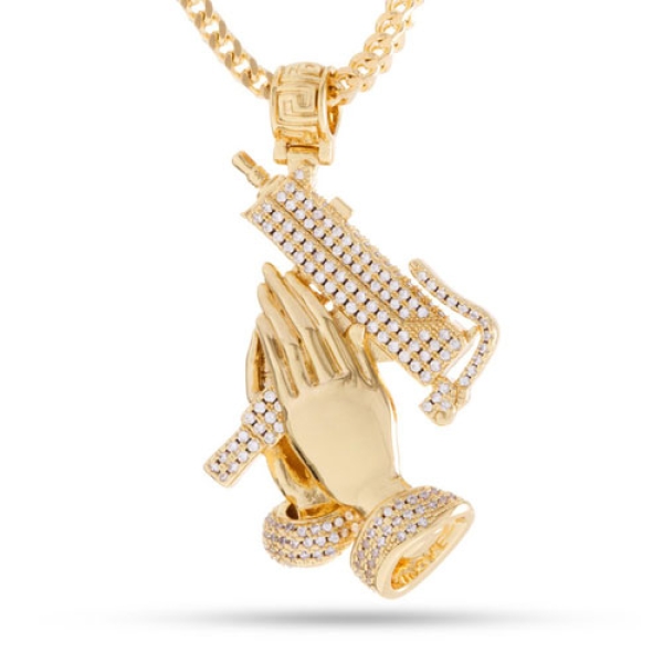 King Ice☆14K Gold Praying Hands of Defenseネックレス/国内発 14K GOLD PRAYING HANDS OF DEFENSE NECKLACE ネックレス|KING