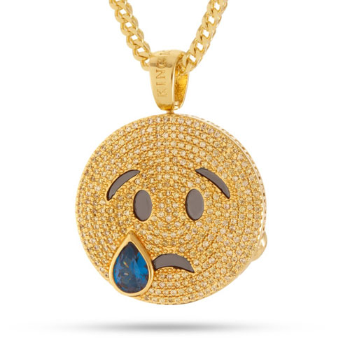 THE LAUGH NOW，CRY LATER EMOJI NECKLACE(MICRO PAVE)