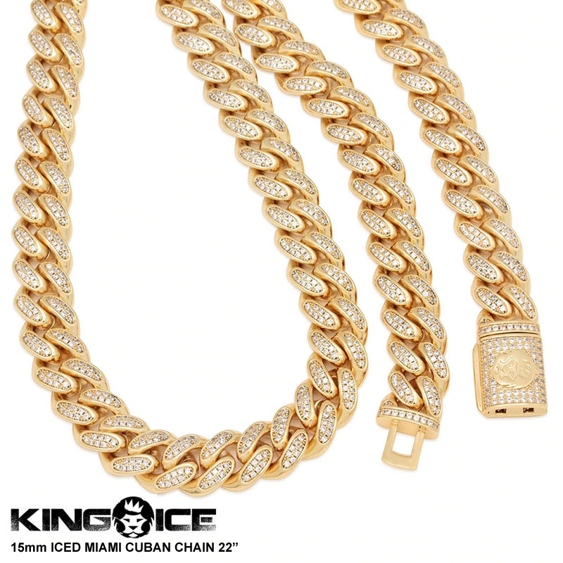 B系 ストリート系 | KING ICE | キングアイス | 15mm ICED MIAMI CUBAN CHAIN 22 | ネックレス チェーン  | ASYLUM（アサイラム）