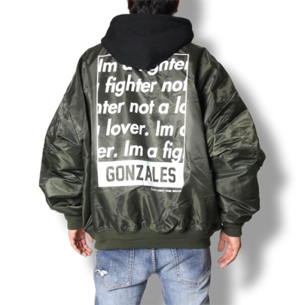 Mark Gonzales 80s MA-1ジャケット本人プリント黒ブラック