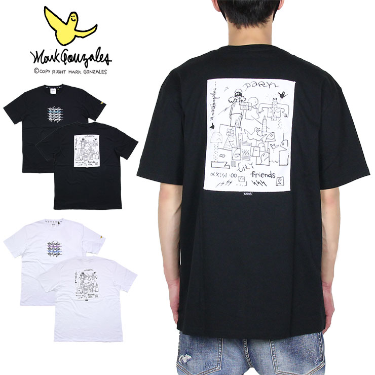 B系 ストリート系 Mark Gonzales マークゴンザレス プリント 別生地 S S Tee 2g7 Tシャツ 半袖 Tシャツ Asylum アサイラム