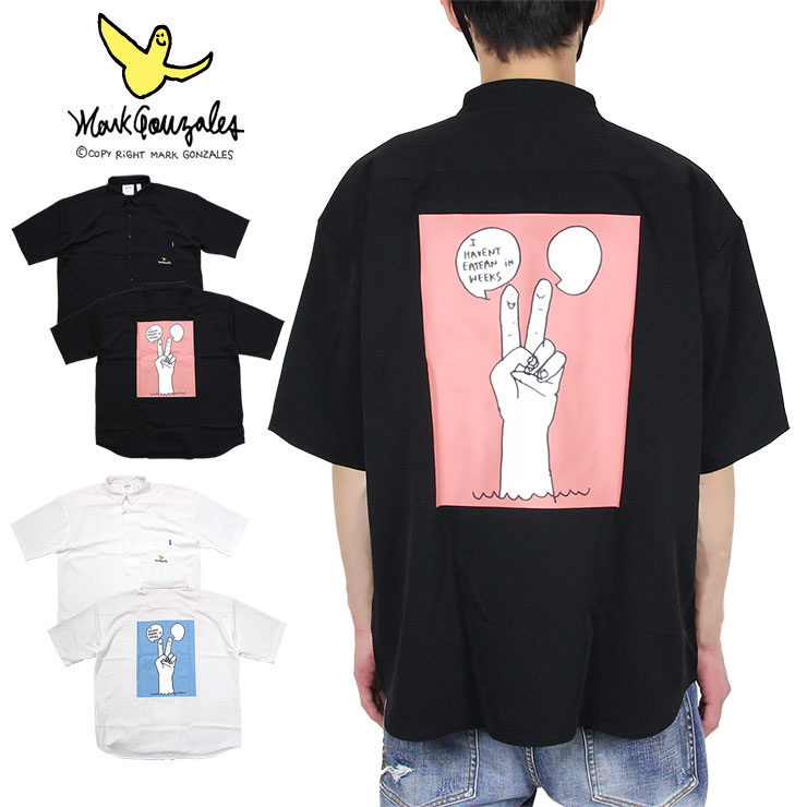 B系 ストリート系 Mark Gonzales マークゴンザレス Work Shirt 2g8 シャツ 半袖シャツ Asylum アサイラム