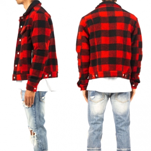 FLANNEL SHERPA JACKET black/red 19ML-AW626Z フランネルジャケット 