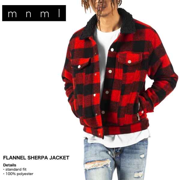 FLANNEL SHERPA JACKET black/red 19ML-AW626Z フランネルジャケット 