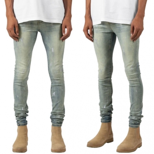 X143 STRETCH DENIM BLUE デニム スキニーパンツ|mnml