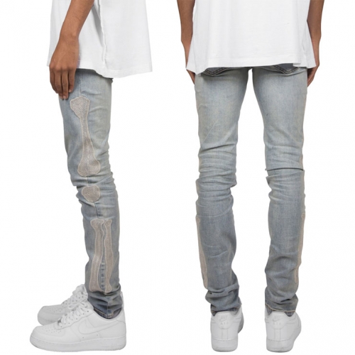 X199 STRETCH SKELETON DENIM LT BLUE X199 STRETCH SKELETON DENIM LT BLUE