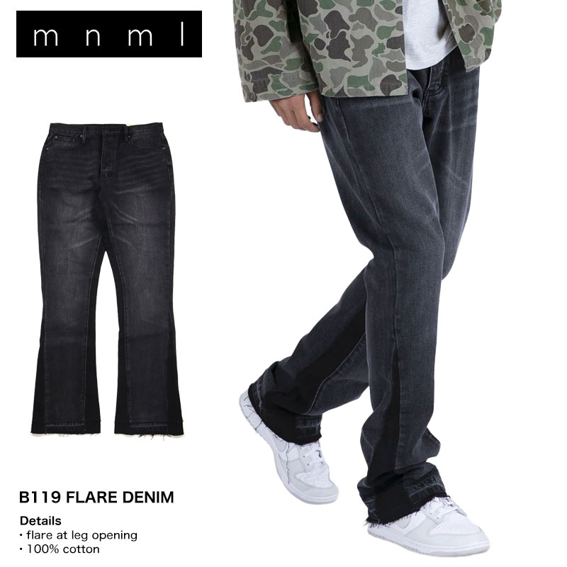 B系 ストリート系 | mnml | ミニマル | B119 FLARE DENIM BLACK