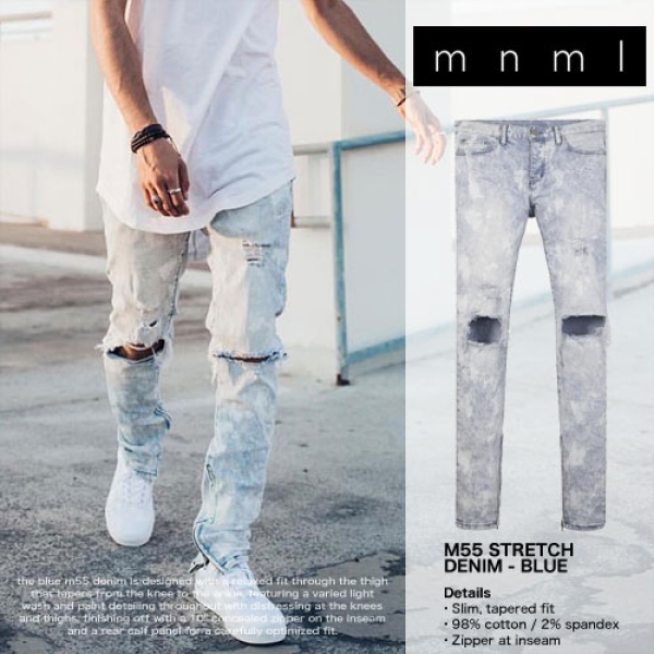 M55 STRETCH DENIM BLUE デニムパンツ|mnml|ストリートファッション