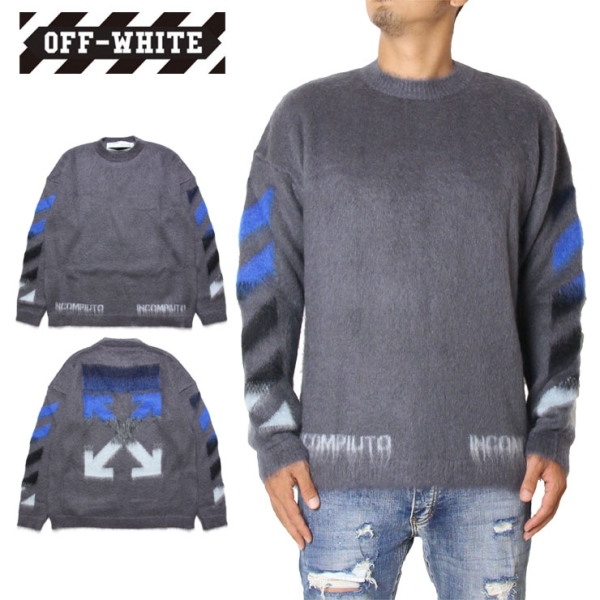 Off-White - OFF-WHITE DIAG BRUSHED モヘア混 ニット 楽天市場】オフホワイト OFF-WHITE DIAG BRUSHED KNIT CREWNECK