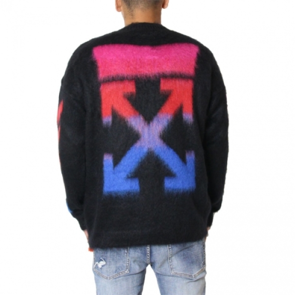 DIAG BRUSHED MOHAIR CREWNECK GREY BLACK ニット セーター