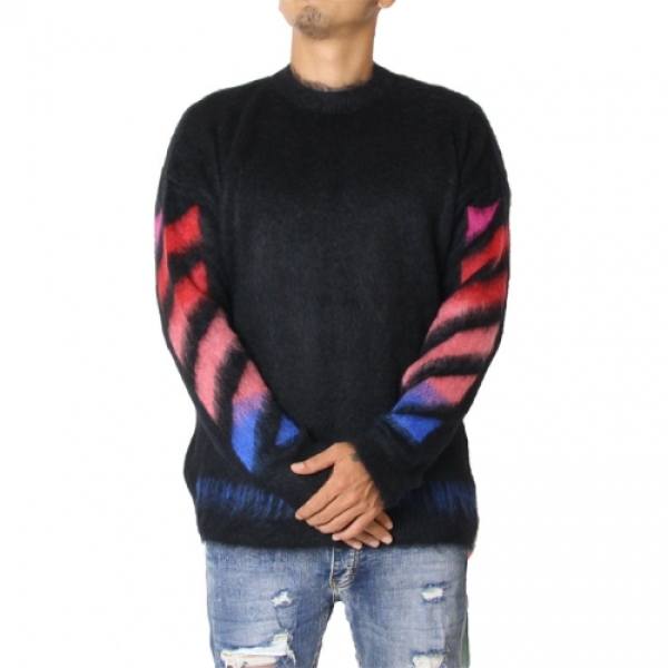 Off-White - OFF-WHITE DIAG BRUSHED モヘア混 ニットの通販 by