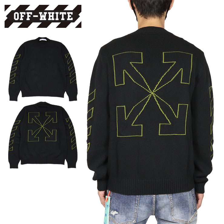 ARROW DIAG OUTLINE KNIT CREWN BLACK/ニット セーター