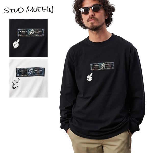 5.6ozコットン天竺 AMEXシークインLS Tシャツ 324-02604 Tシャツ